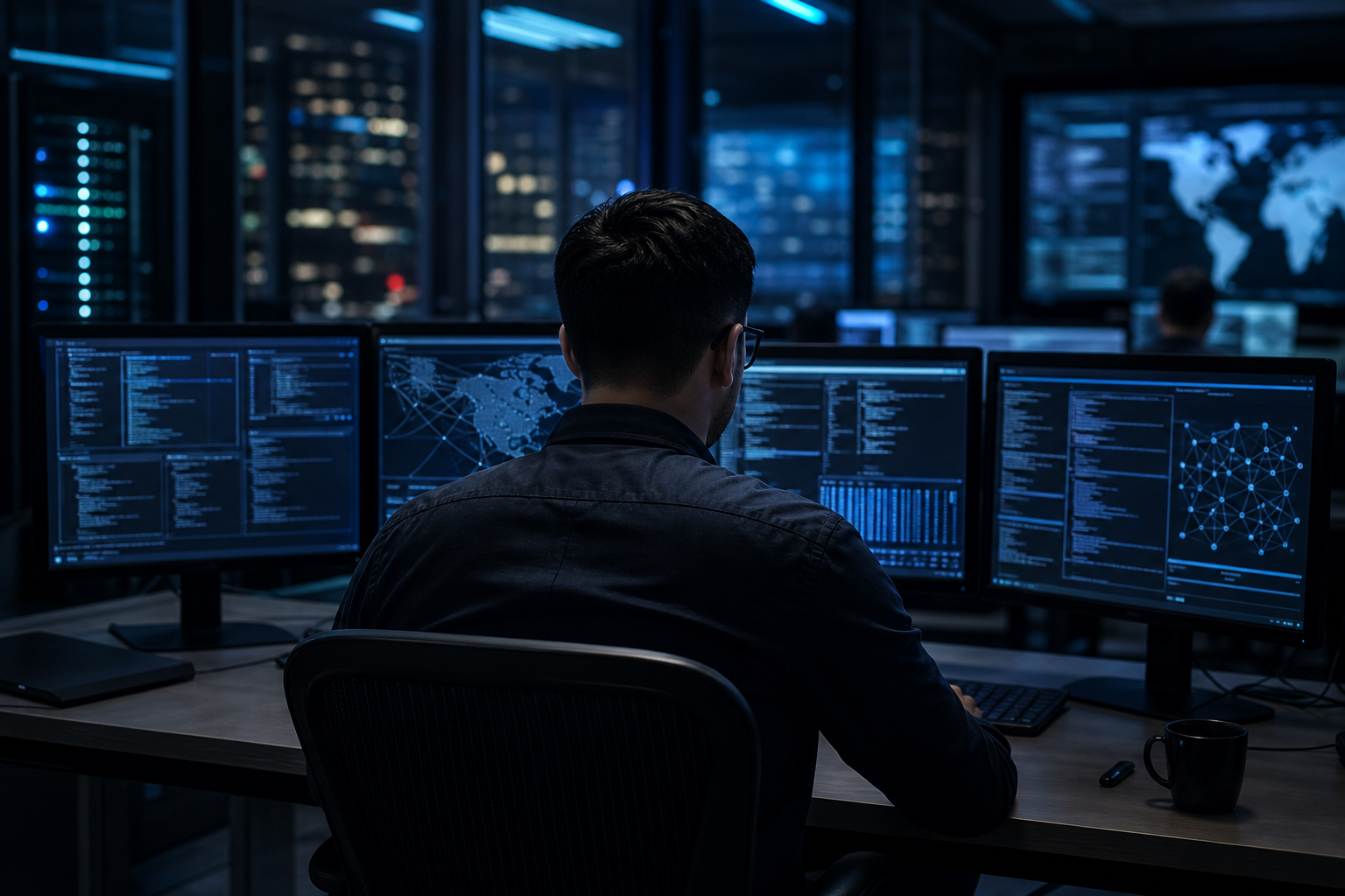 Ethical hacker monitoring client systems in a security operations center